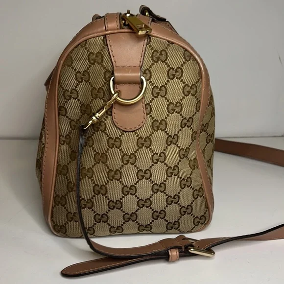 SOLD - Gucci Boston bag pink and burgundy stripe - Picture 4 of 16